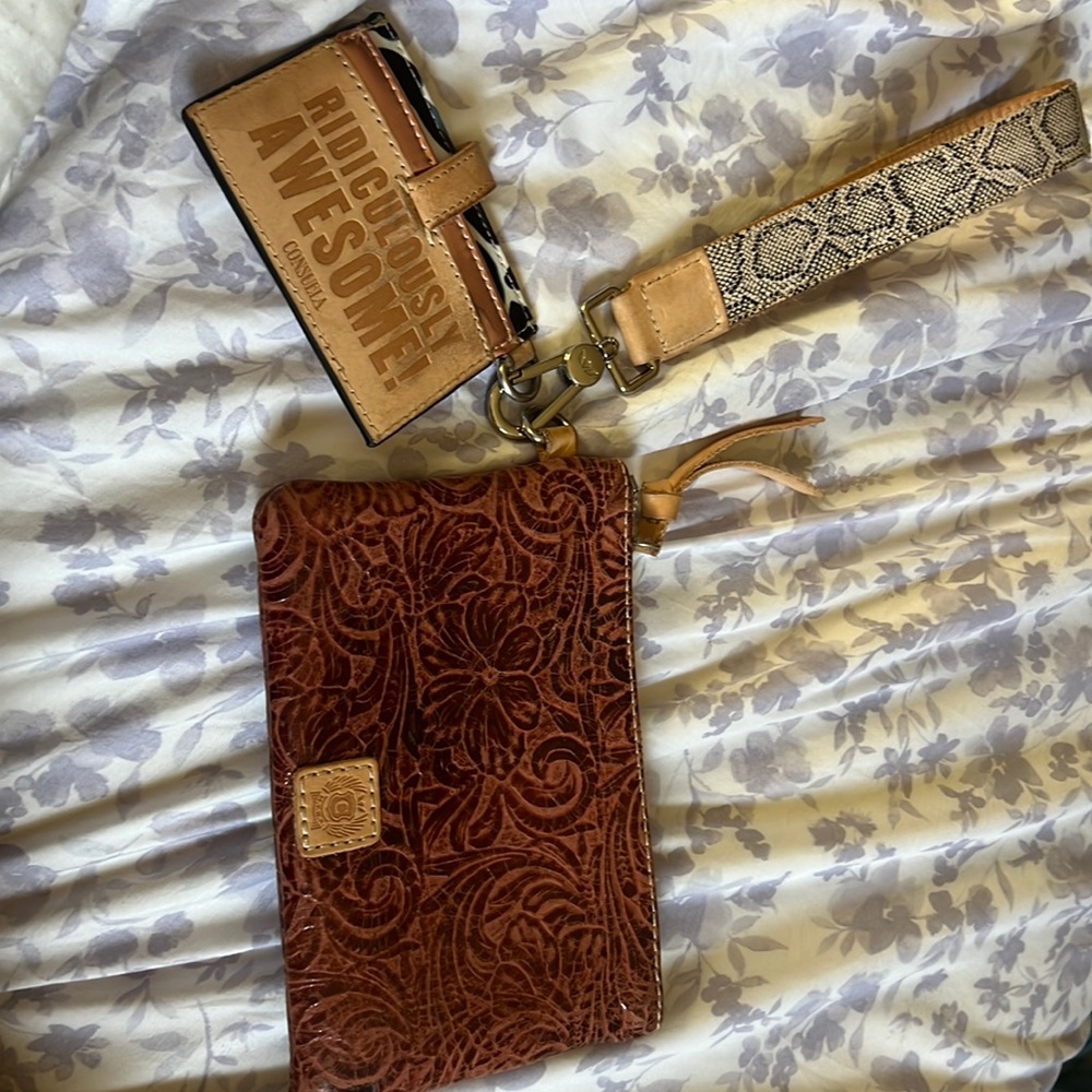 consuela sally combi with pocket pouch, card holder, and wristlet!!